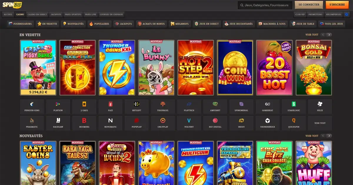Les machines &agrave; sous du casino en ligne Spinboss
