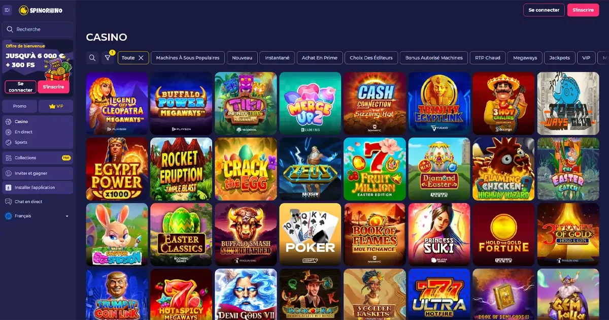 Les machines &agrave; sous de spinorhino casino