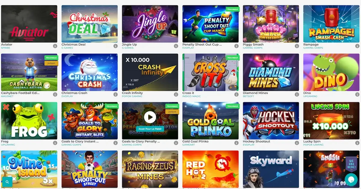 Section des mini jeux sur merlin casino