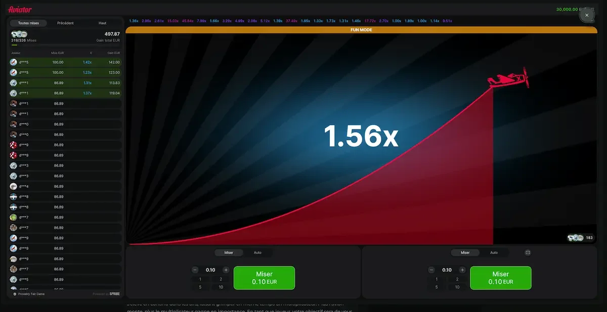 Image du mini jeu de casino en ligne : Aviator