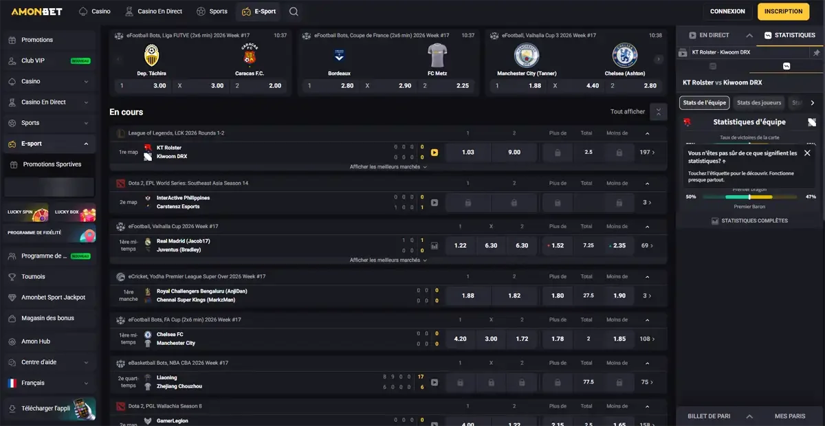 Section esport du casino en ligne amonbet