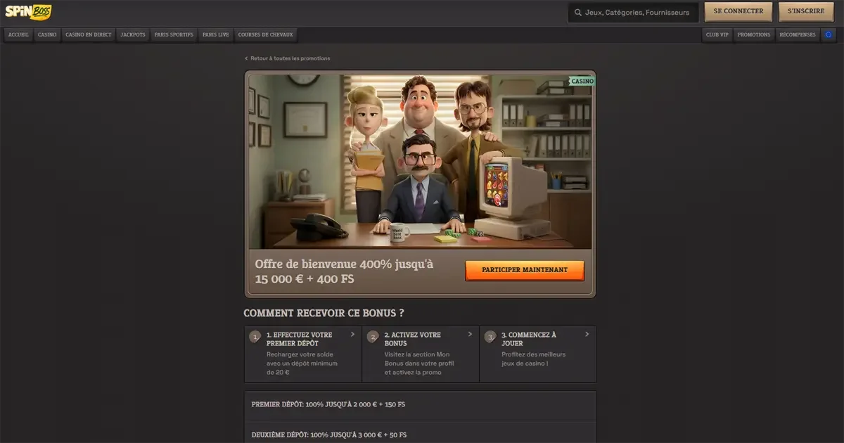 Bonus de bienvenue spinboss casino