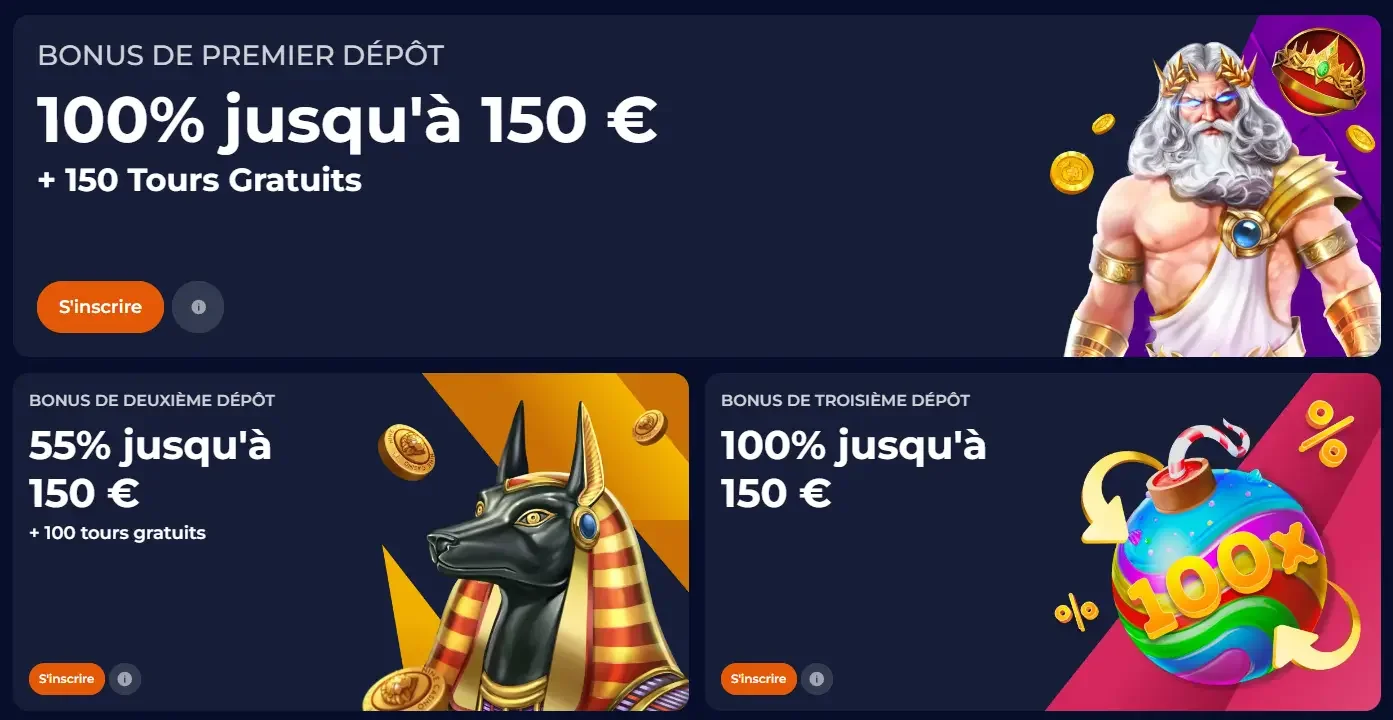 Le bonus de bienvenue du casino en ligne NineCasino