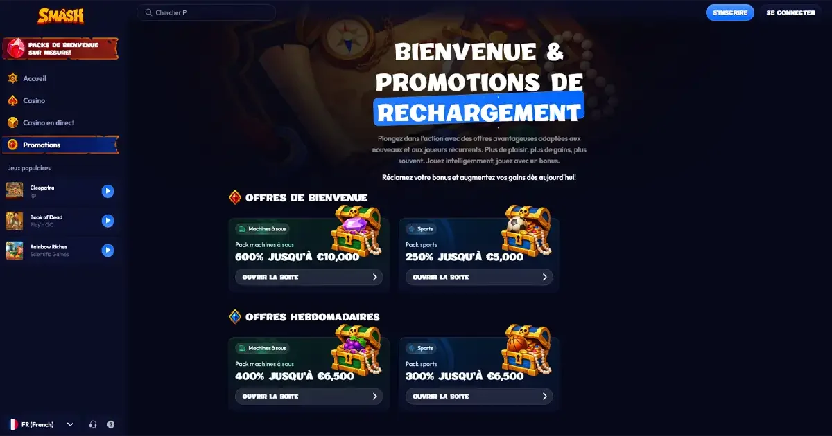 Les bonus et promotions du casino en ligne Smash Casino