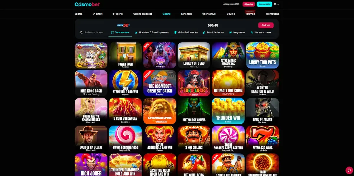 Section des jeux de machine &agrave; sous cosmobet casino