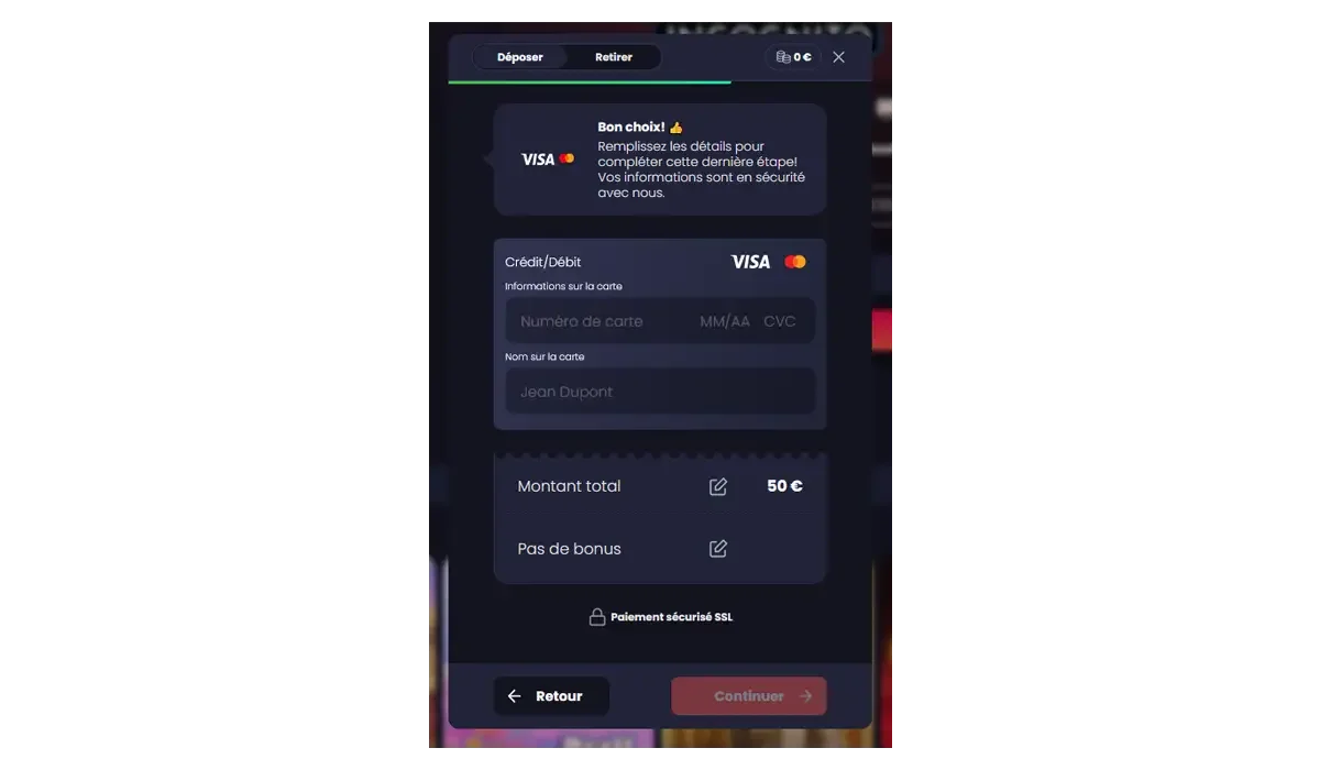 Coordonn&eacute;es bancaire incognito casino