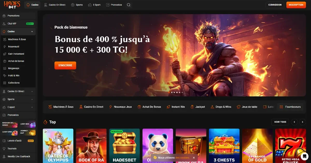 Page d'accueil du casino en ligne Hadesbet