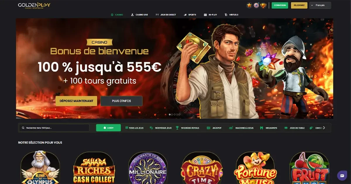 Page d'accueil du casino en ligne Goldenplay