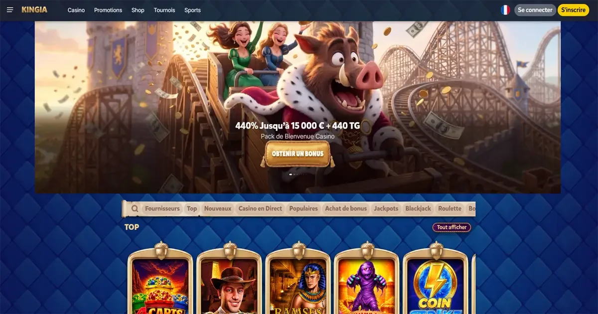 Page d'accueil du casino Kingia