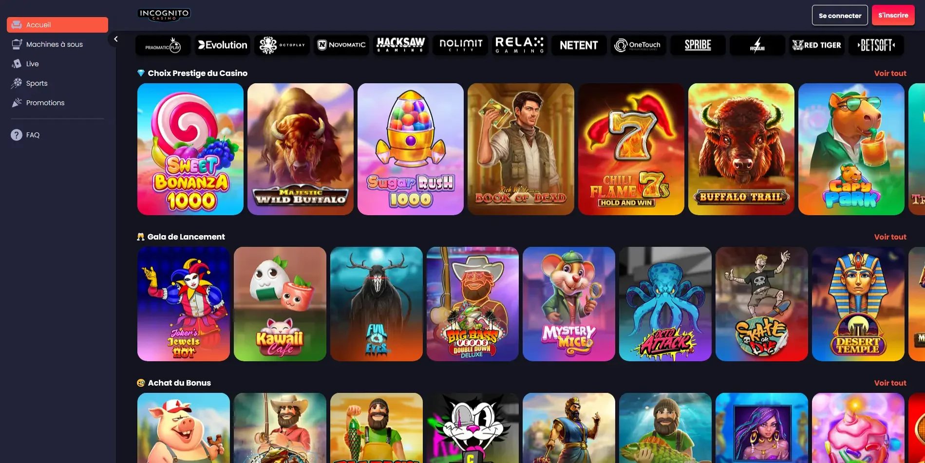Incognito casino page de machine &agrave; sous