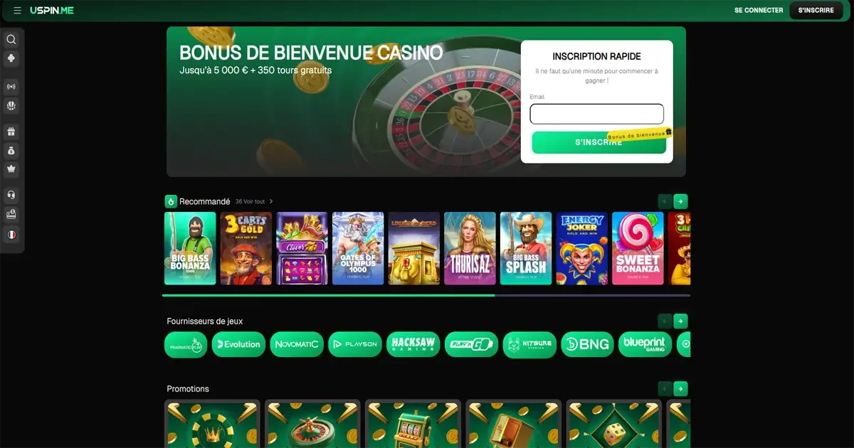 Page d'accueil du casino en ligne Uspin