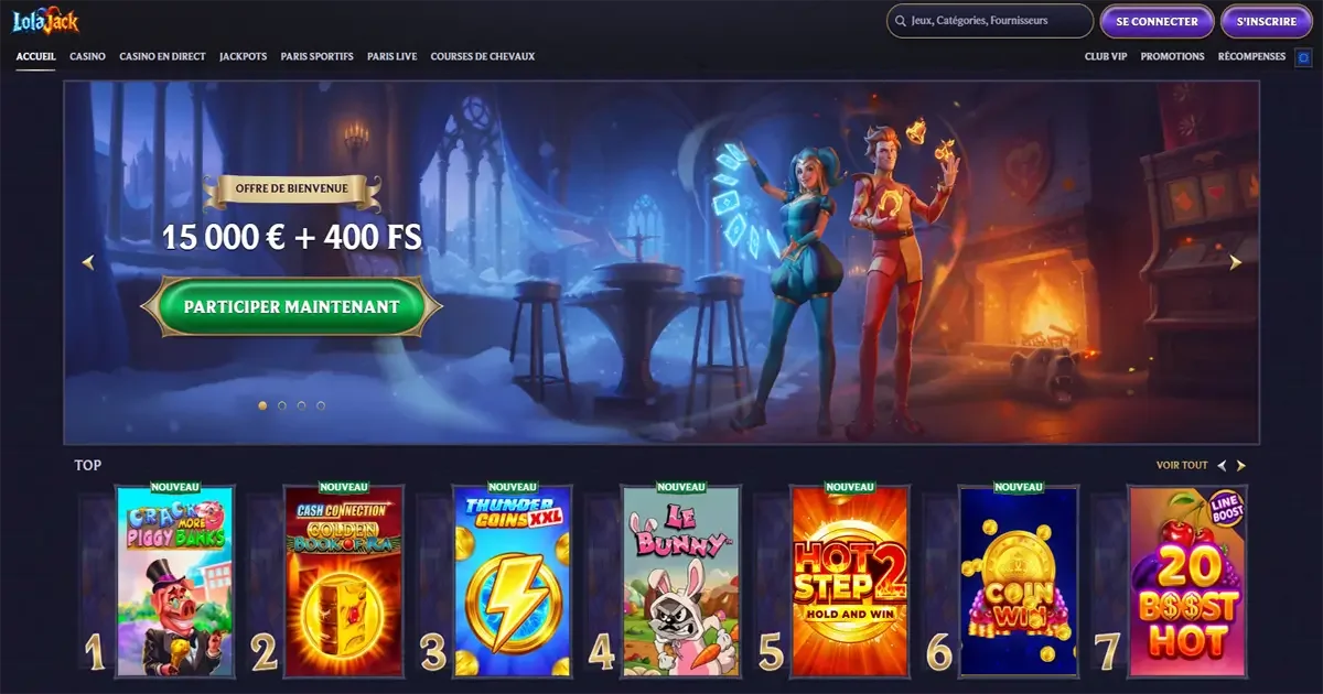 Page d'accueil du casino en ligne Lola Jack