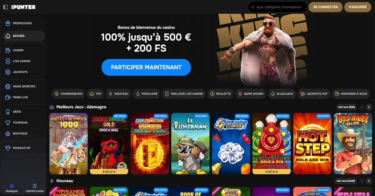 Page d'accueil du casino en ligne Mr Punter