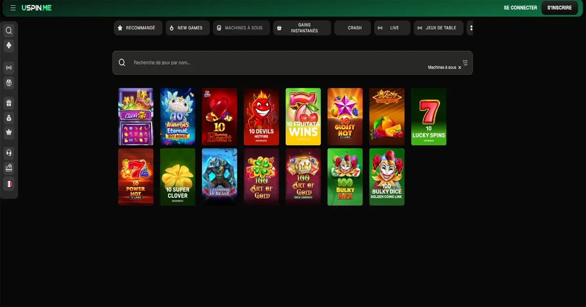 Page des machines &agrave; sous sur Uspin Casino