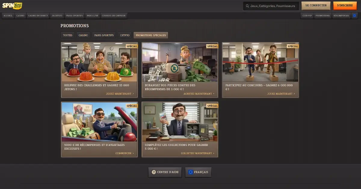 Les promotions sp&eacute;ciales du spinboss casino