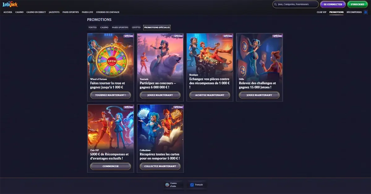 Les promotions sp&eacute;ciales sur lolajack casino