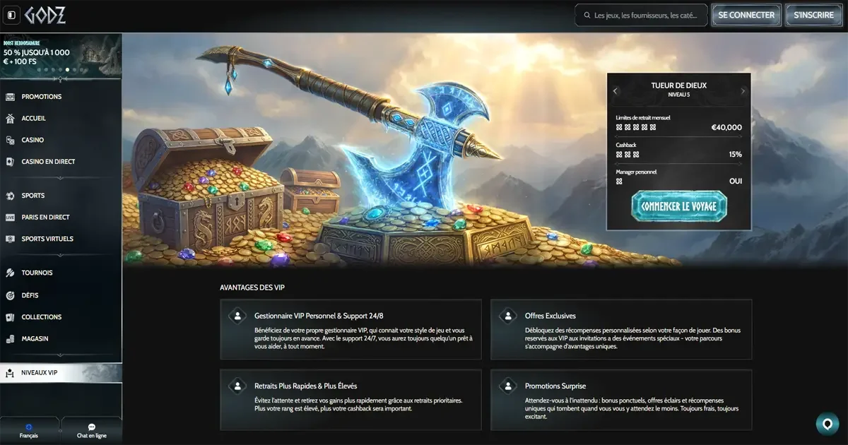 Programme vip du casino en ligne Godz Casino