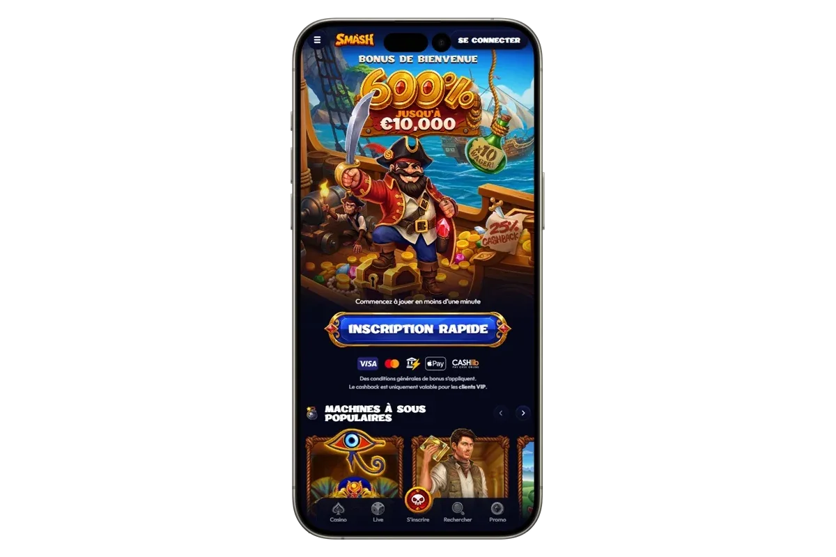 aper&ccedil;u smash casino sur mobile