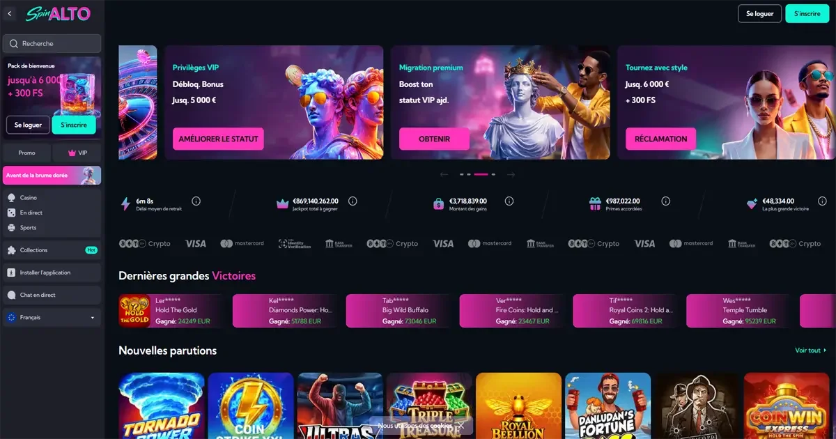 Accueil du casino en ligne Spinalto
