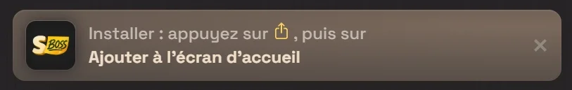 Installation PWA SpinBoss mobile : ajouter le casino &agrave; l'&eacute;cran d'accueil