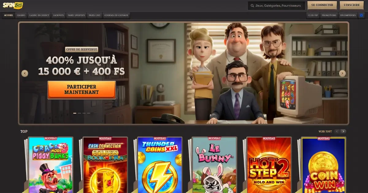 Page d'accueil du casino en ligne Spinboss