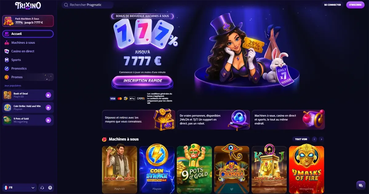aper&ccedil;u du casino en ligne Trixino