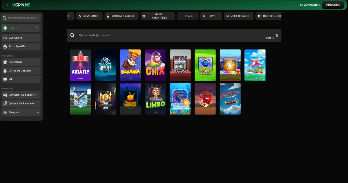 Section mini jeux du casino en ligne Uspin