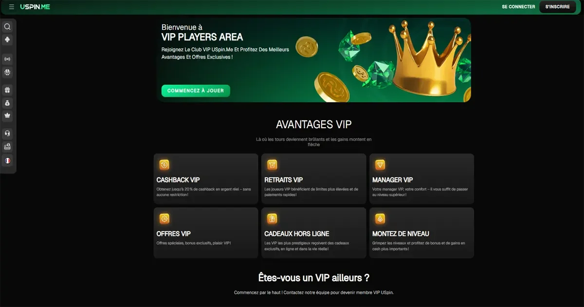 Section vip du caisno en ligne Uspin