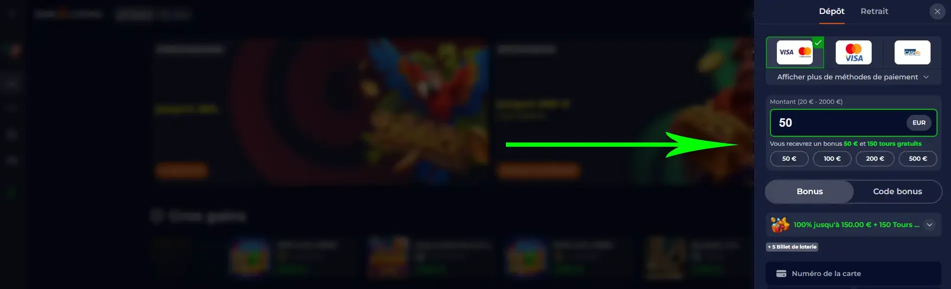 Widget pour d&eacute;poser sur nine casino