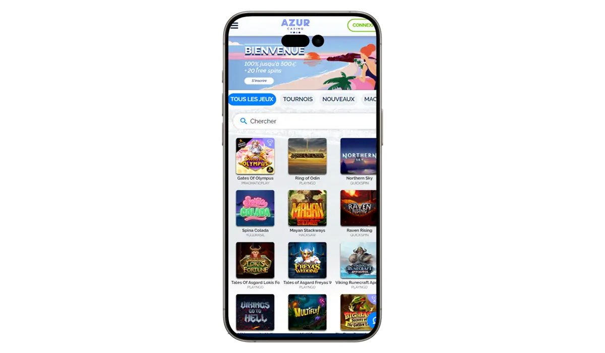 Azur casino sur mobile