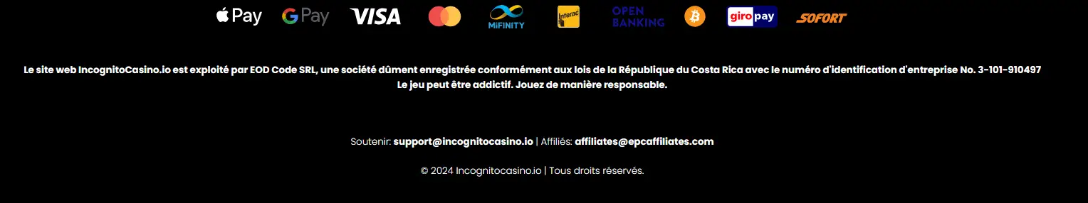 Licence casino incognito