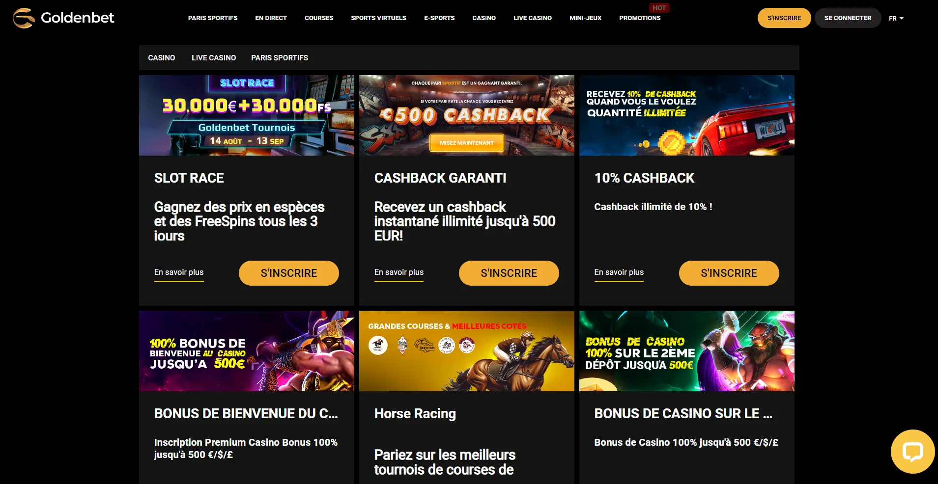 Goldenbet casino bonus page