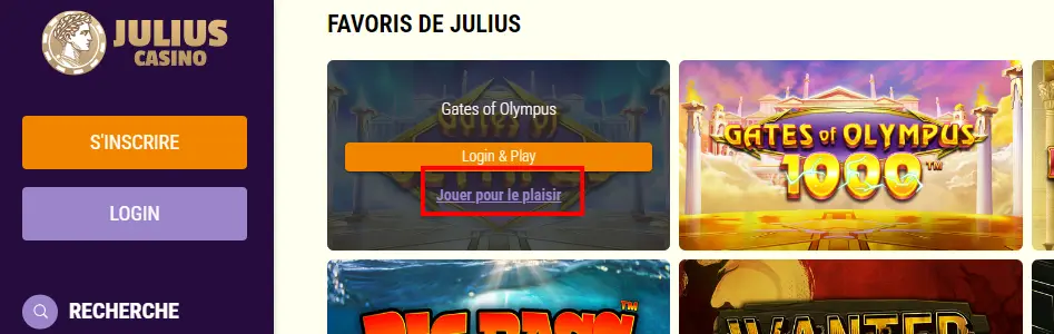 Jouez gratuitement aux machine à sous julius casino