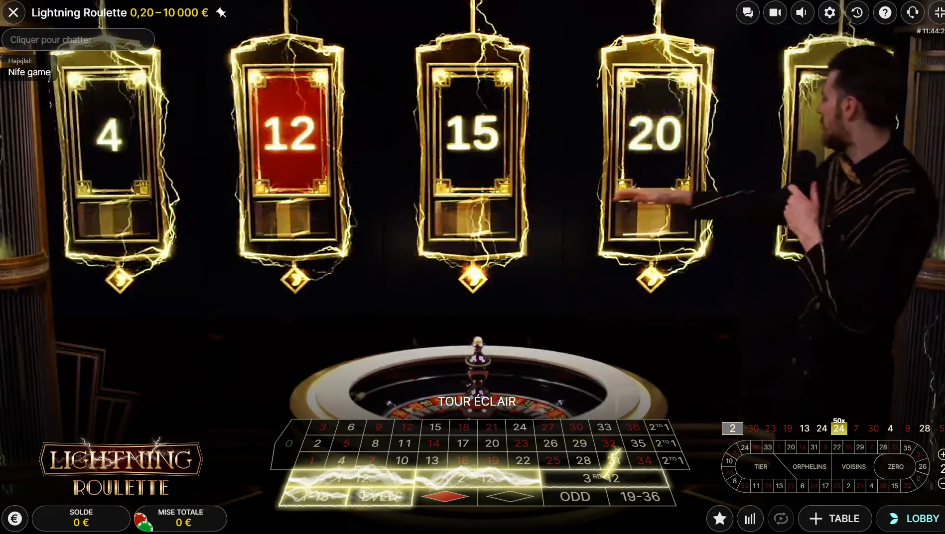 Lightning roulette casino en ligne croupier