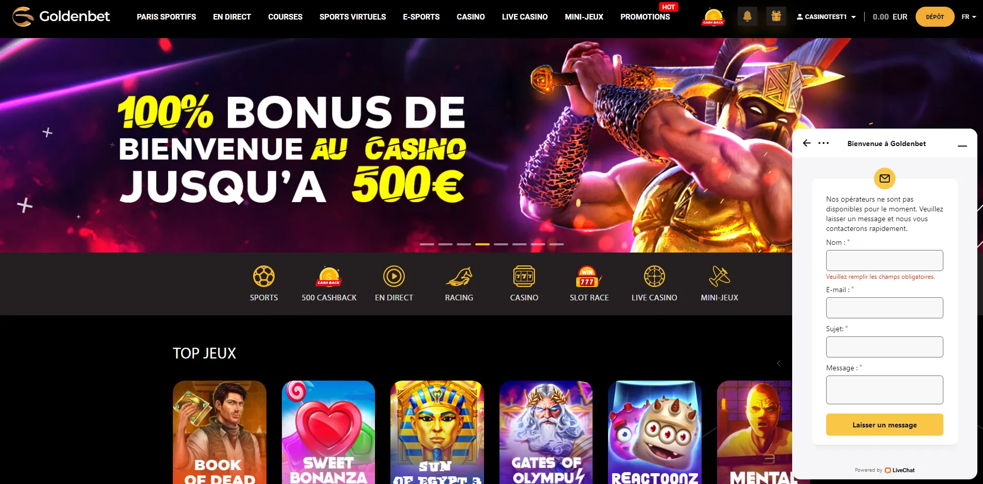 Service client golden bet casino