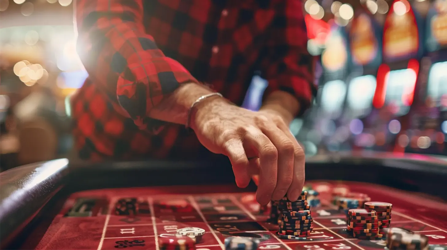 joueur qui joue à la roulette jetons